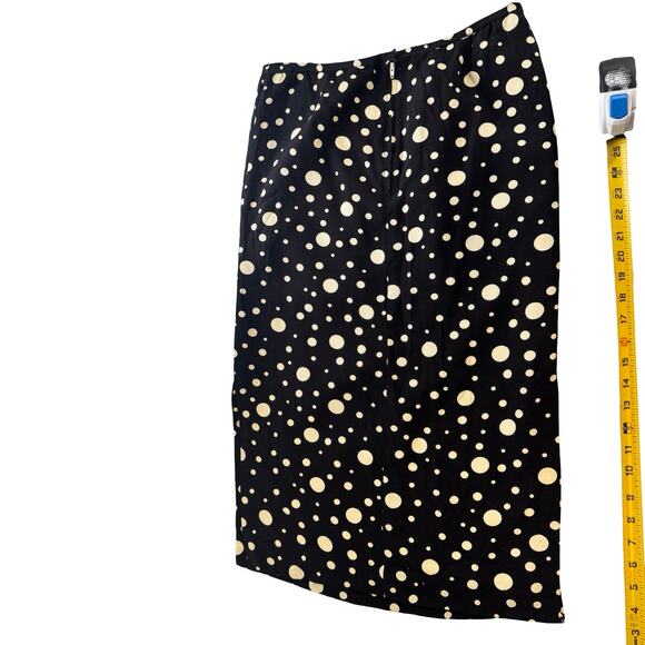 Vintage 80s Black Polka Dot Pencil Skirt Side Slits Pinup Rockabilly Midi Wiggle - Picture 13 of 15